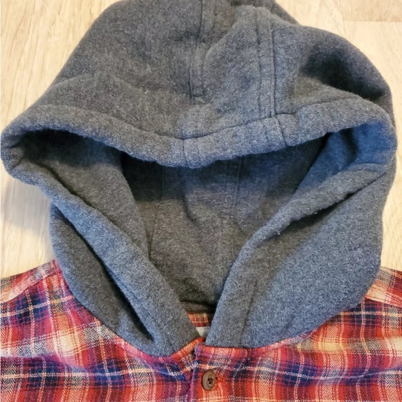 2 for $25!! Quicksilver, long sleeve plaid flannel hoodie - Picture 3 of 8